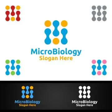 Micro and Research Lab Logo for Microbiology, Biotechnology, Chemistry, or Ed Ilustración de archivo