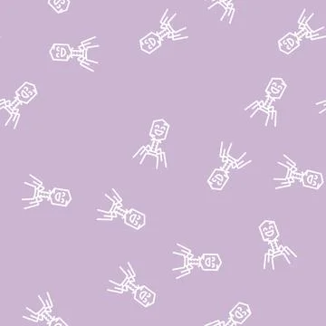 Micro bacteria virus line seamless pattern Stock Illustration