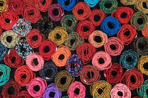 Micro-bead bracelets in Ecuador Stock Photos