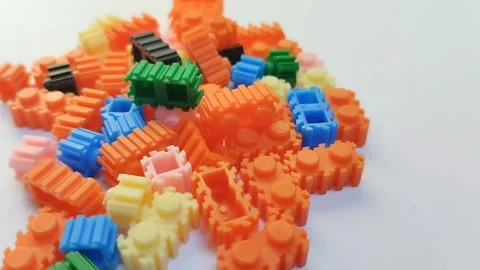 Micro block or nano block toys on white background. 스톡 동영상 310868872