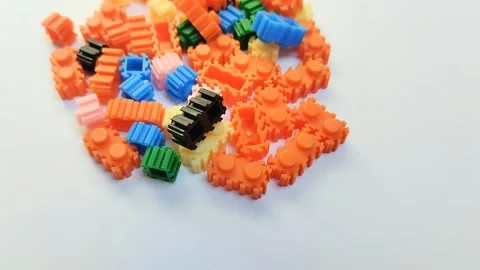 Micro block or nano block toys on white background. Видео 310868873