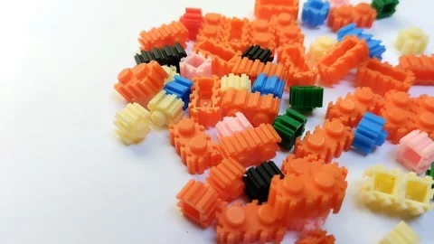 Micro block or nano block toys on white background. Видео 310868876