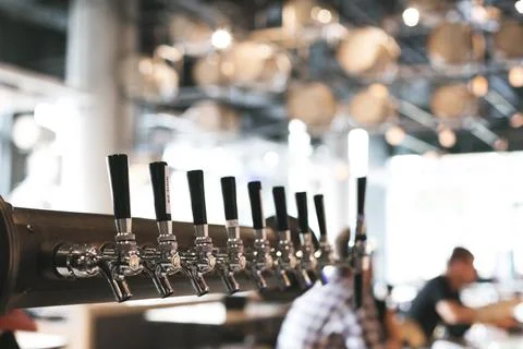 Micro brewery bar taps Foto stock