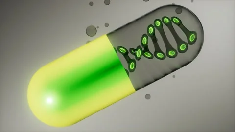 Micro capsule with DNA illustration Stock Footage 166347358