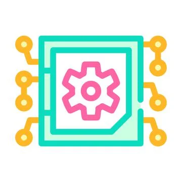 Micro chip color icon vector illustration sign Stock Illustration