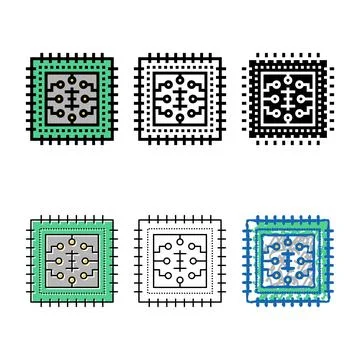 Micro chip color icon vector diversity イラスト素材