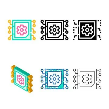 Micro chip color minimal icon vector sign 库存插图