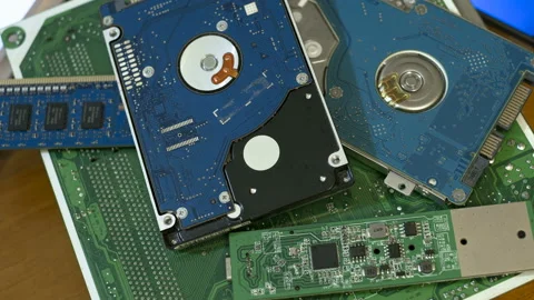 Micro chip integrated circuit and data storage devices,computer parts shortage Stock Footage 167141836