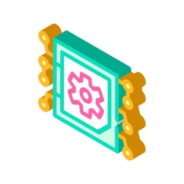 Micro chip isometric icon vector illustration sign Stock Illustration