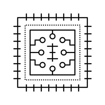 Micro chip line icon vector illustration Stock Illustration