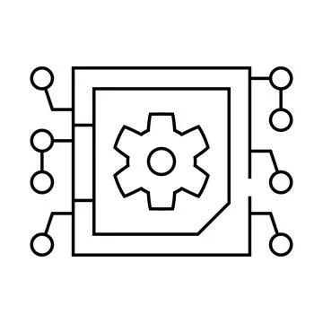 Micro chip line icon vector illustration sign Stock Illustration