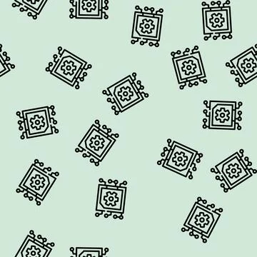 Micro chip line vector seamless pattern sign Stockillustratie