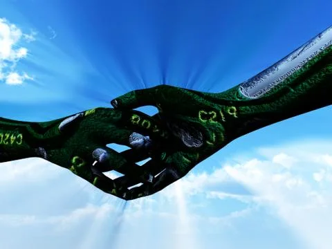 Micro Chip Shake Hands 9 Stock Illustration