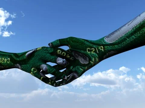 Micro Chip Shake Hands Stock Illustration