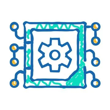 Micro chip sign icon doodle illustration Illustrazione stock