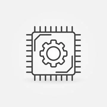 Micro Chip vector thin line concept icon or symbol Stock Illustration