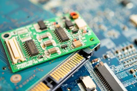 Micro circuit main board computer electronic technology, hardware, mobile p.. Stock Photos