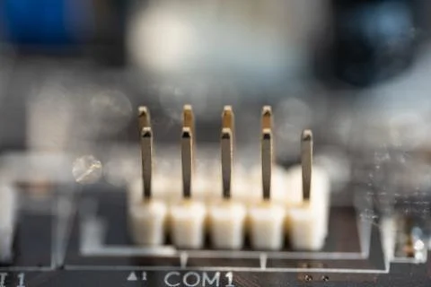 Micro circuit motherboard. Connector com 1 Stock Photos