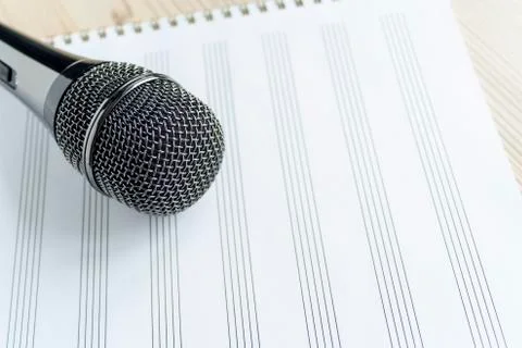 Micro close up top view sing vocal Stock Photos