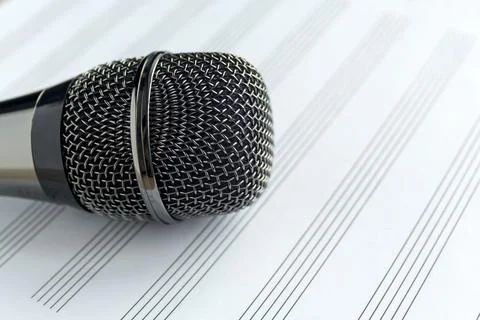 Micro close up top view sing vocal Stock Photos