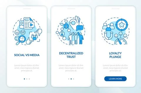 Micro communities trends blue onboarding mobile app screen Stock-Illustration