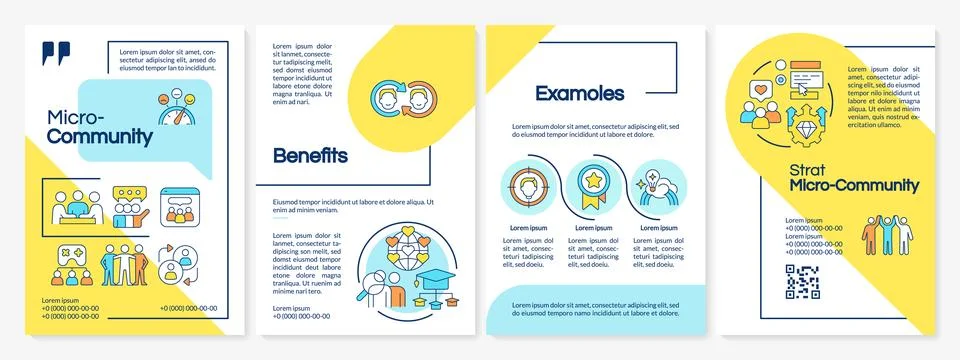 Micro community blue and yellow brochure template Stock Illustration