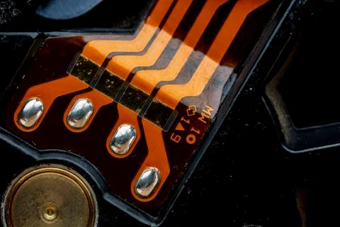 Micro computer chip. Close up, macro photography. Stock Photos