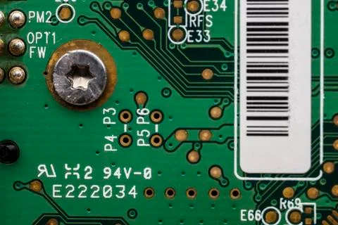 Micro computer chip. Close up, macro photography. Stock Photos