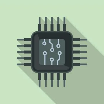 Micro cpu icon flat vector. Computer digital Illustrazione stock