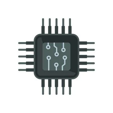 Micro cpu icon flat vector. Computer digital Illustrazione stock