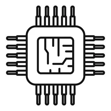 Micro cpu icon outline . Computer digital 스톡 일러스트