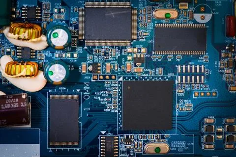 Micro electronic circuit board  with processors Stock Photos