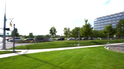 Micro Focus Building PAN 4K Stock Footage 105182315