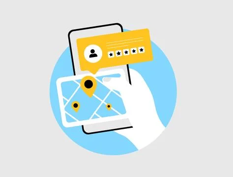 Micro-influencer discovery via map interface. Smart map tool showing local Stock Illustration