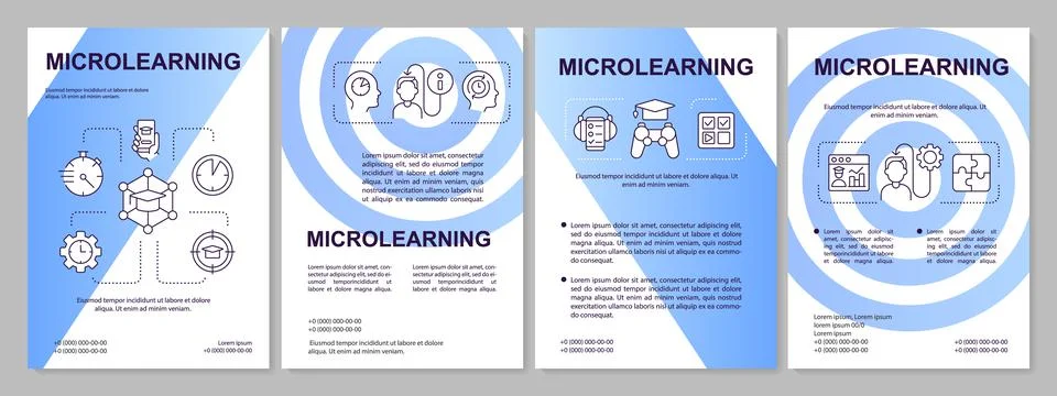 Micro learning approach blue gradient brochure template Stock Illustration