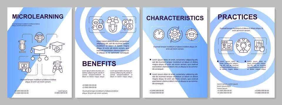 Micro learning blue gradient brochure template Stock Illustration
