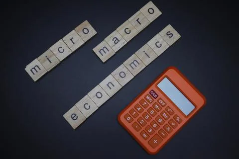 Micro macro economic letters Stock Photos