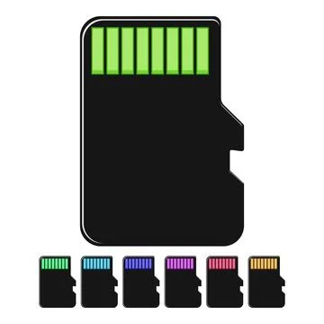 Micro memory card cartoon vector graphic Stock Illustration