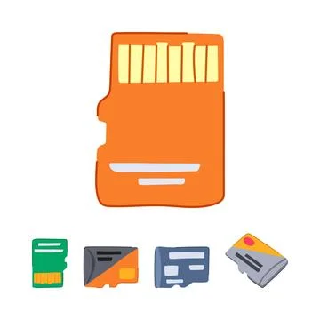 Micro memory cards for digital data storage Stock Illustration