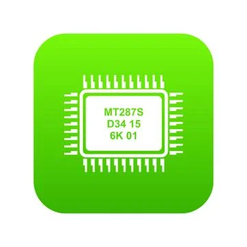 Micro microchip icon green vector 스톡 일러스트
