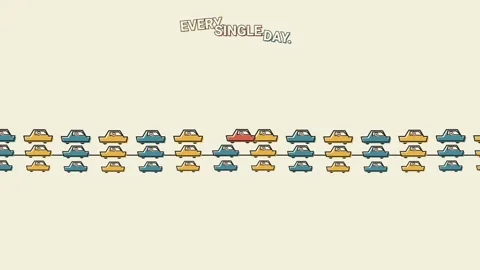 Micro-Mobility Animation Scooter Breaking Free From Traffic Jam Stock-Footage 340860509