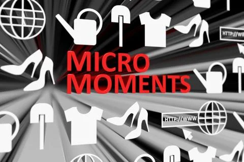 MICRO MOMENTS concept blurred background 3d render illustration Stock Illustration