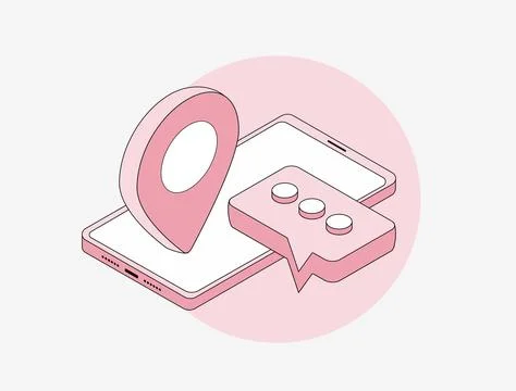 Micro-moments in mobile UX featuring localized customer experience. Mobile user Stock Illustration