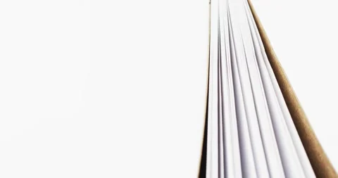 Micro of notebook pages and copy space on white background Stock Footage 331246539