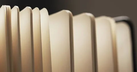 Micro of notebook pages and copy space on grey background Stock Footage 331246543