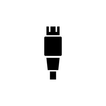 Micro or Mini USB Connector, Type-C Cord Solid Flat Vector Icon Isolated on.. Illustrazione stock
