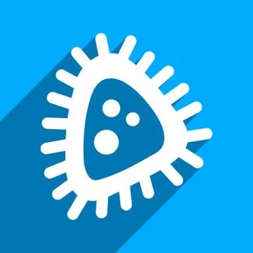 Micro Parasite Flat Square Icon with Long Shadow Stock Illustration