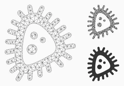 Micro Parasite Vector Mesh Wire Frame Model and Triangle Mosaic Icon Stock Illustration