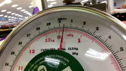 Micro of people weighing on scale inside Walmart store with 4k resolution Stock Footage 70654163