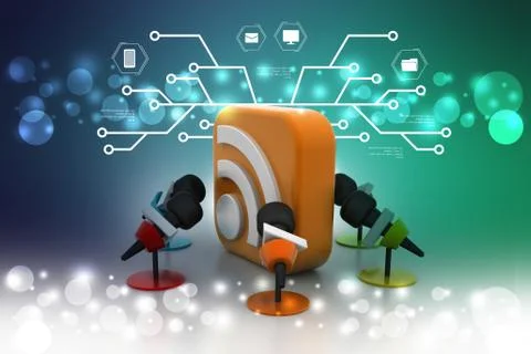 Micro phone with rss sign Stock Illustration